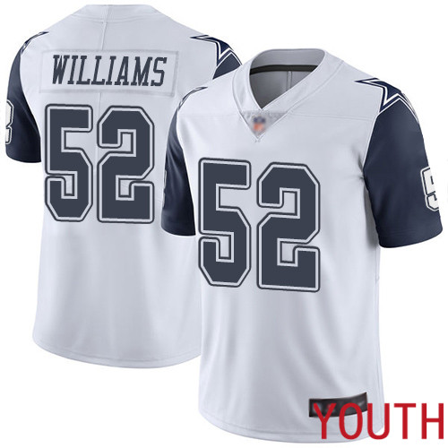 Youth Dallas Cowboys Limited White Connor Williams #52 Rush Vapor Untouchable NFL Jersey